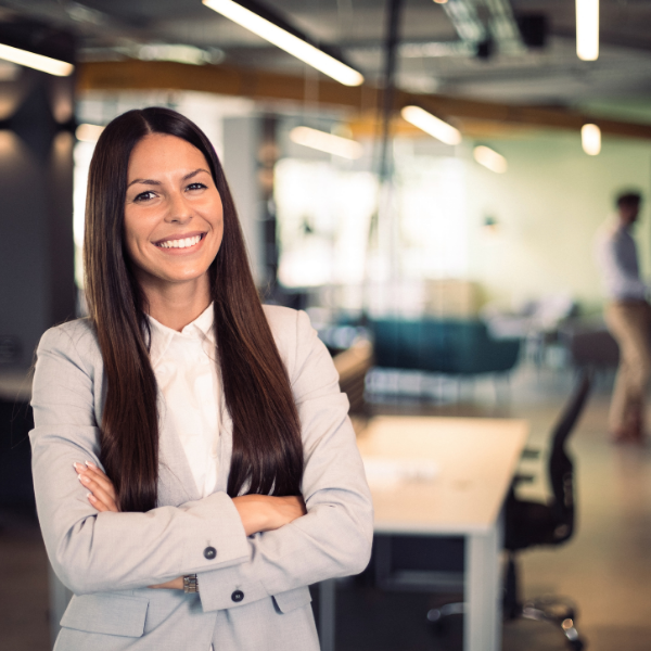 executive coaching client woman standing